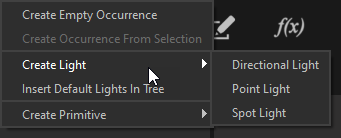 Create Light menu