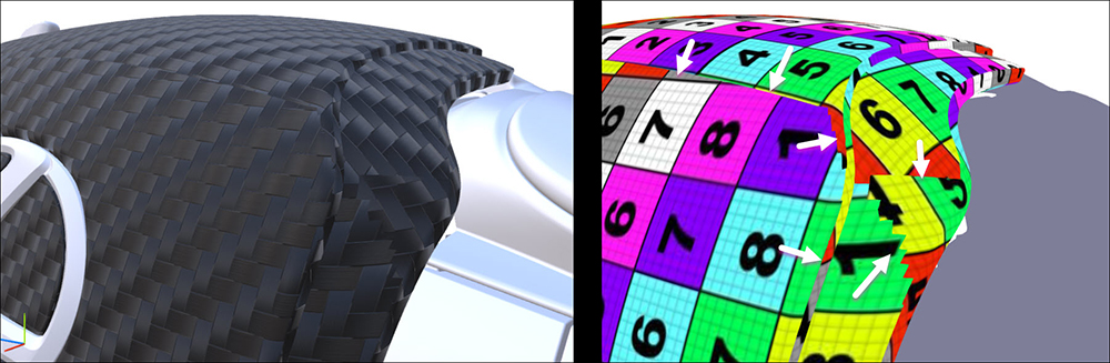 UV projection seams