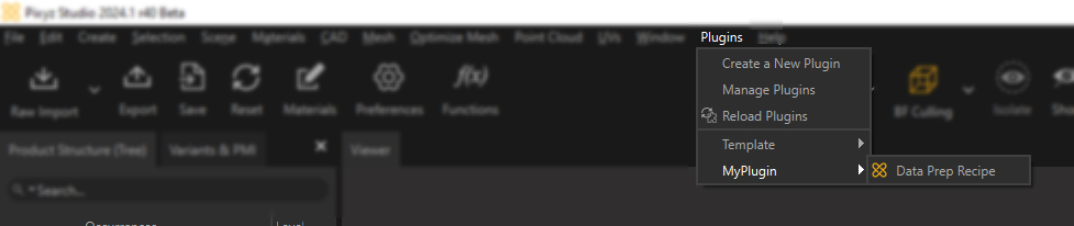 Plugin in menu