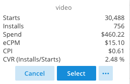 Report Builder video ad type details