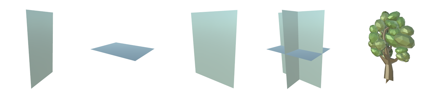 This tree is projected on both faces of each axis plane.