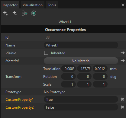 Occurrence properties in Inspector