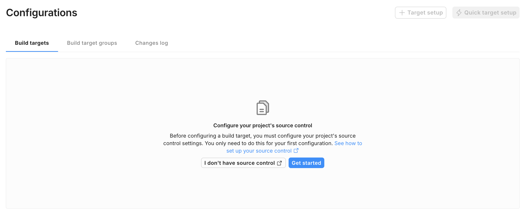 Build Target Configuration - Configure Source Control