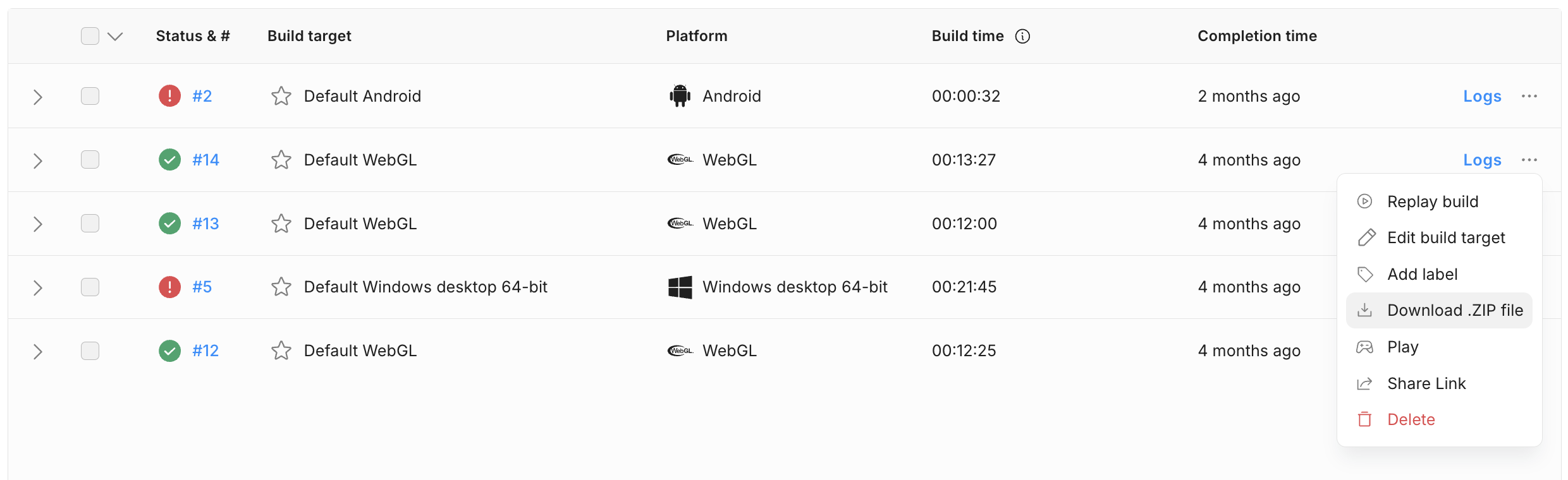 "Unity Build Automation - Download Build Artifacts"