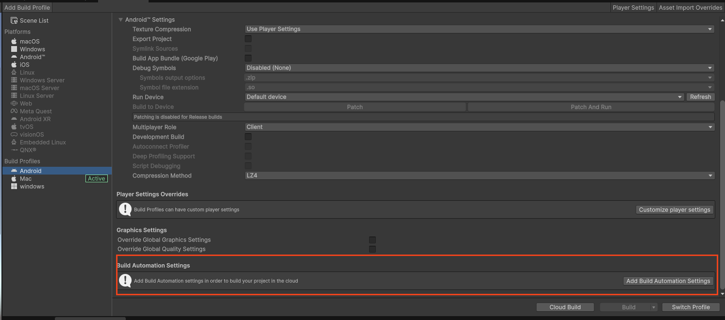 UBA Builder Config View