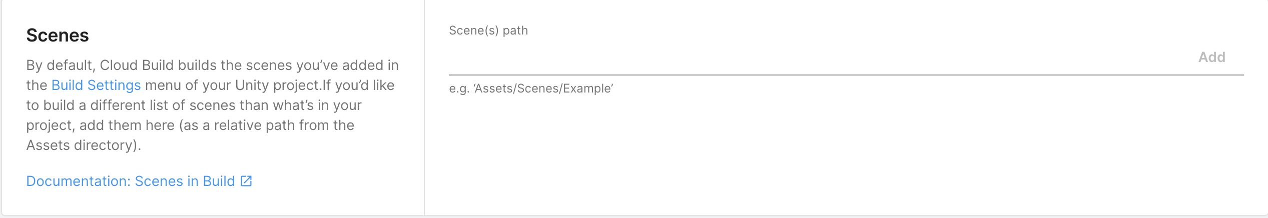 Specify the scene to build