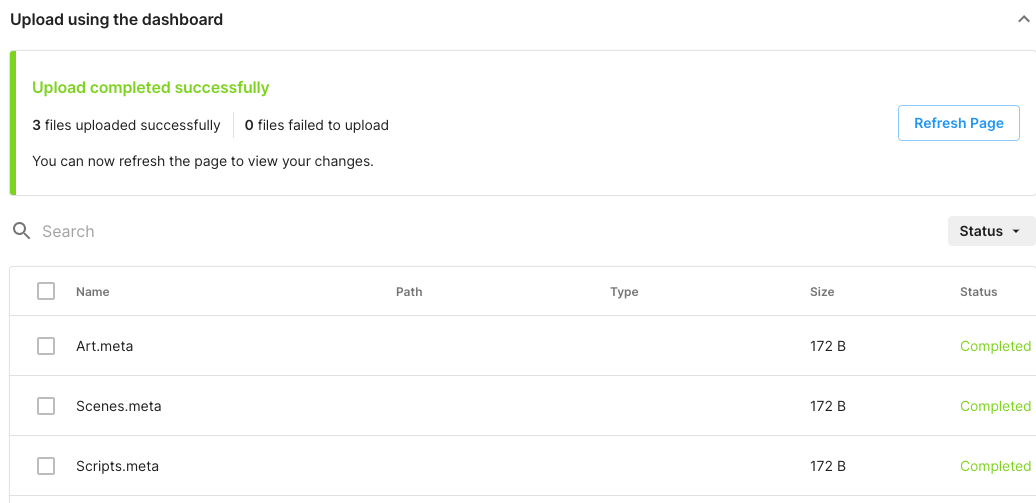 Entries in a bucket after upload