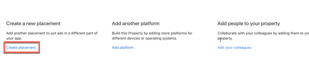 Create placement button in Placements section