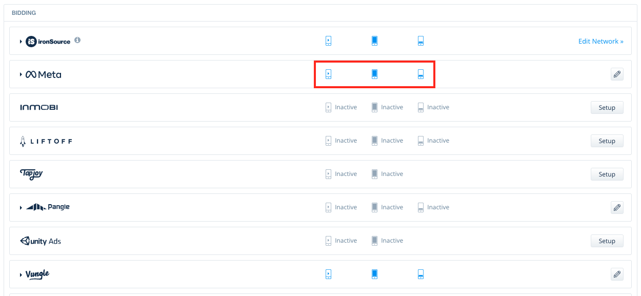 Meta Audience Network active status