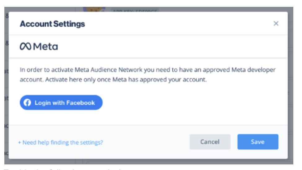Login with Facebook button