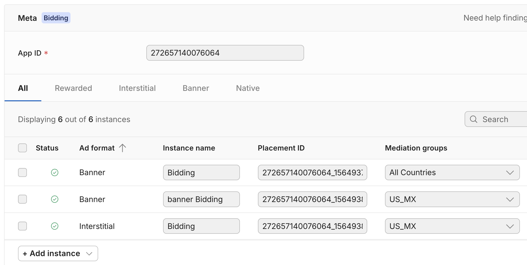 Configure App ID and Placement ID