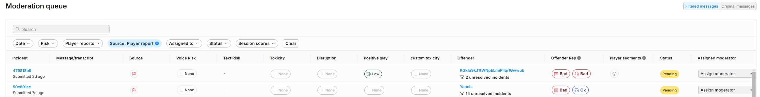 Screenshot of the form to create a new filter.