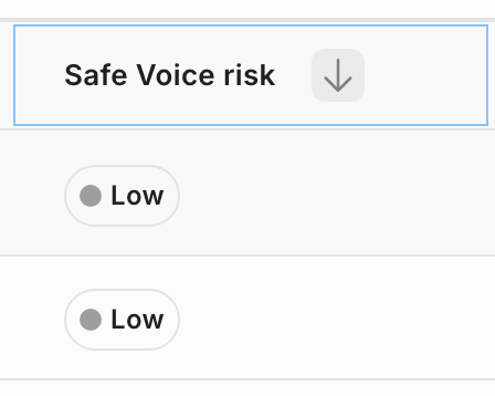Screneshot of the arrow next to a column title.