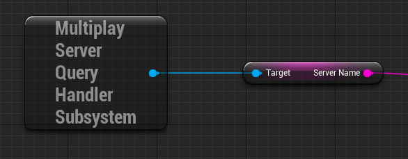 A node diagram representing the connection process to get the current name of the game server.