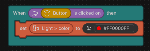 Example Logic script to change the light color on button click.