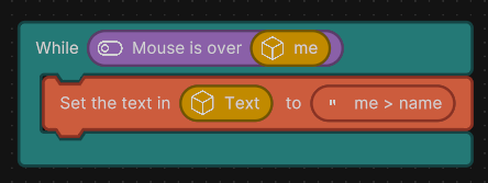 Example Logic script to display the GameObject name on hover.