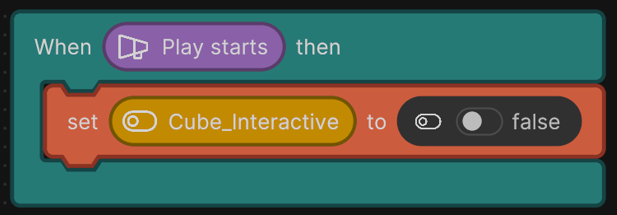 Example Logic script to set the cube to be non-interactive.