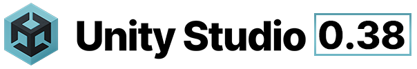 An image with the Unity Studio logo and the 0.38 version number