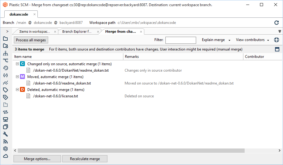 GitSync - Conflict management - Merge needed - Changes to be merged
