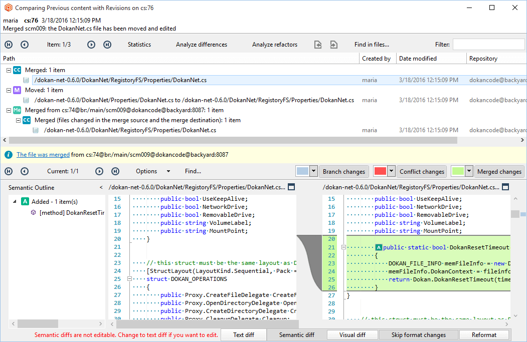 GitSync - UVCS side - Merge result