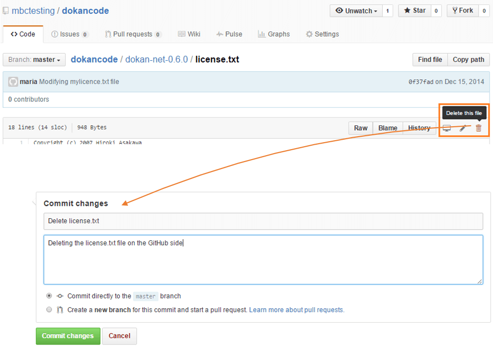 GitSync - Git side - Delete a file