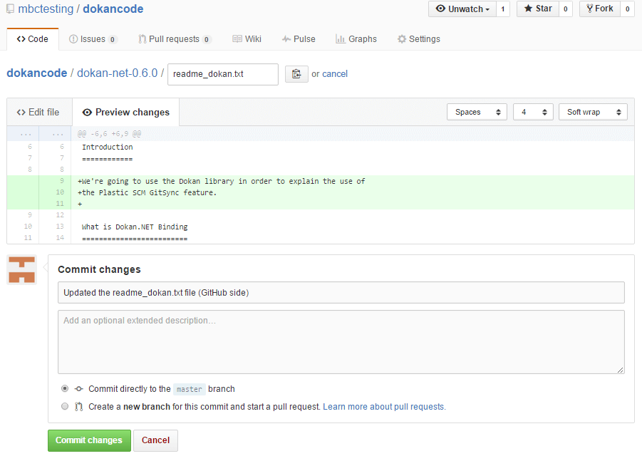 GitSync - Git side - Edit a file