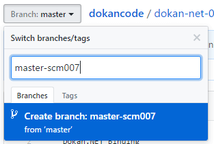 GitSync - Git side - Create new branch