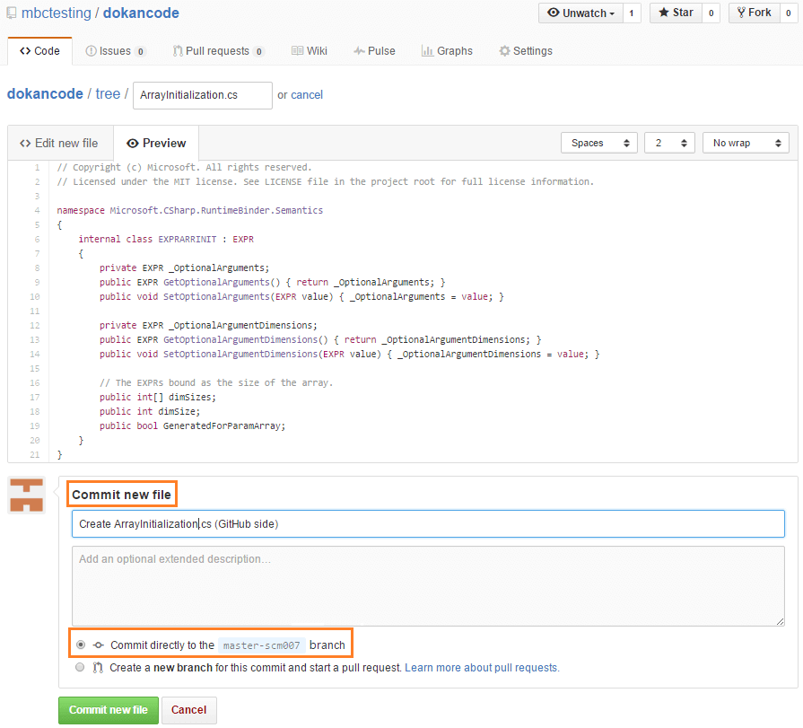GitSync - Git side - Add new file