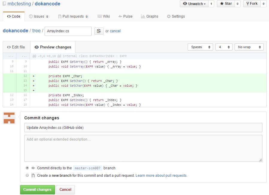GitSync - Git side - Edit new file