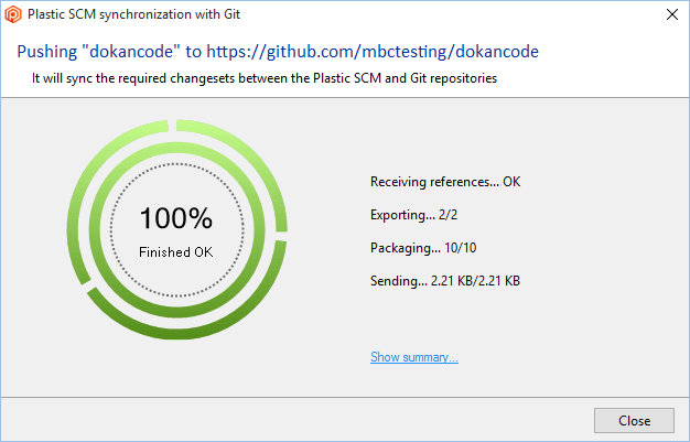 GitSync - UVCS side - Sync summary