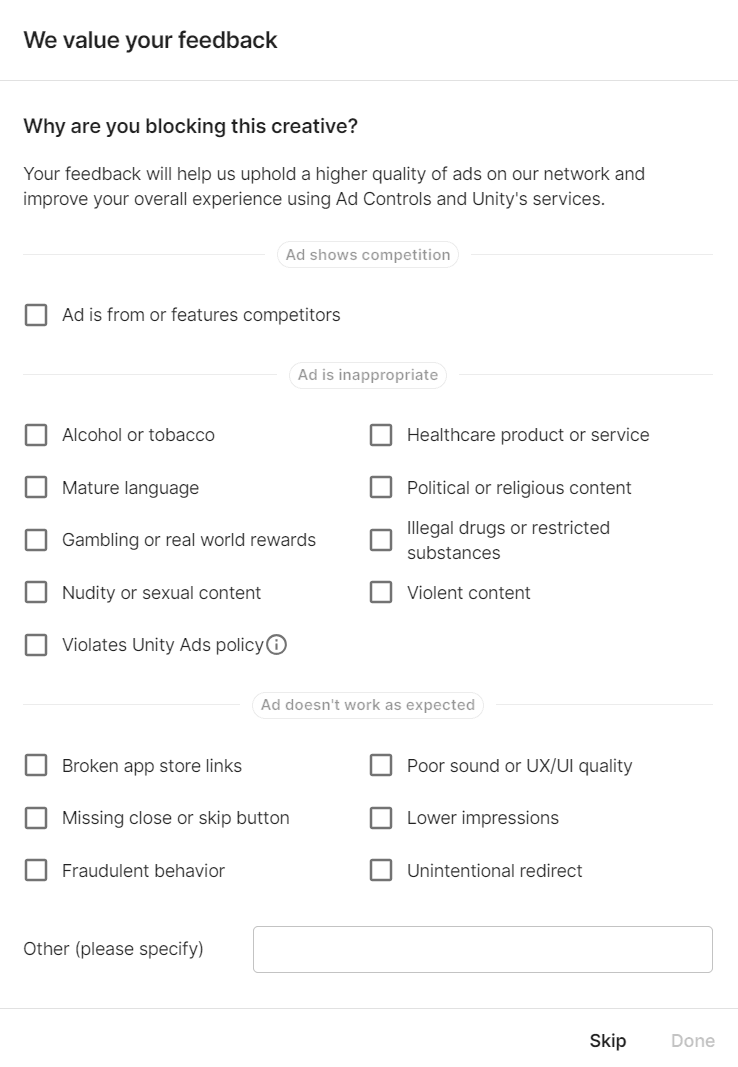 Block reason reporting intro