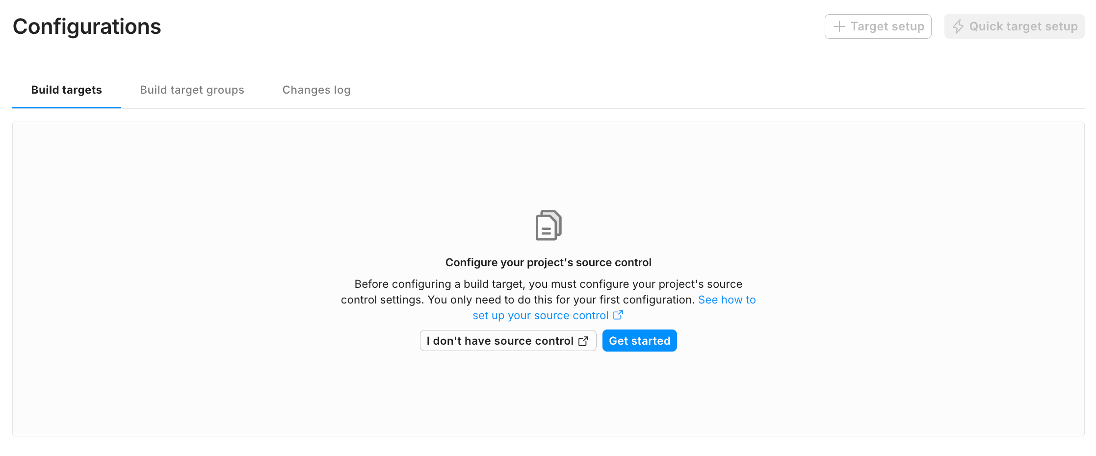 Build Target Configuration - Configure Source Control