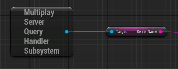 A node diagram representing the connection process to get the current name of the game server.