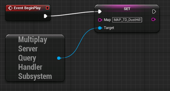 A node diagram representing setting a specific map of a multiplayer game when gameplay begins.