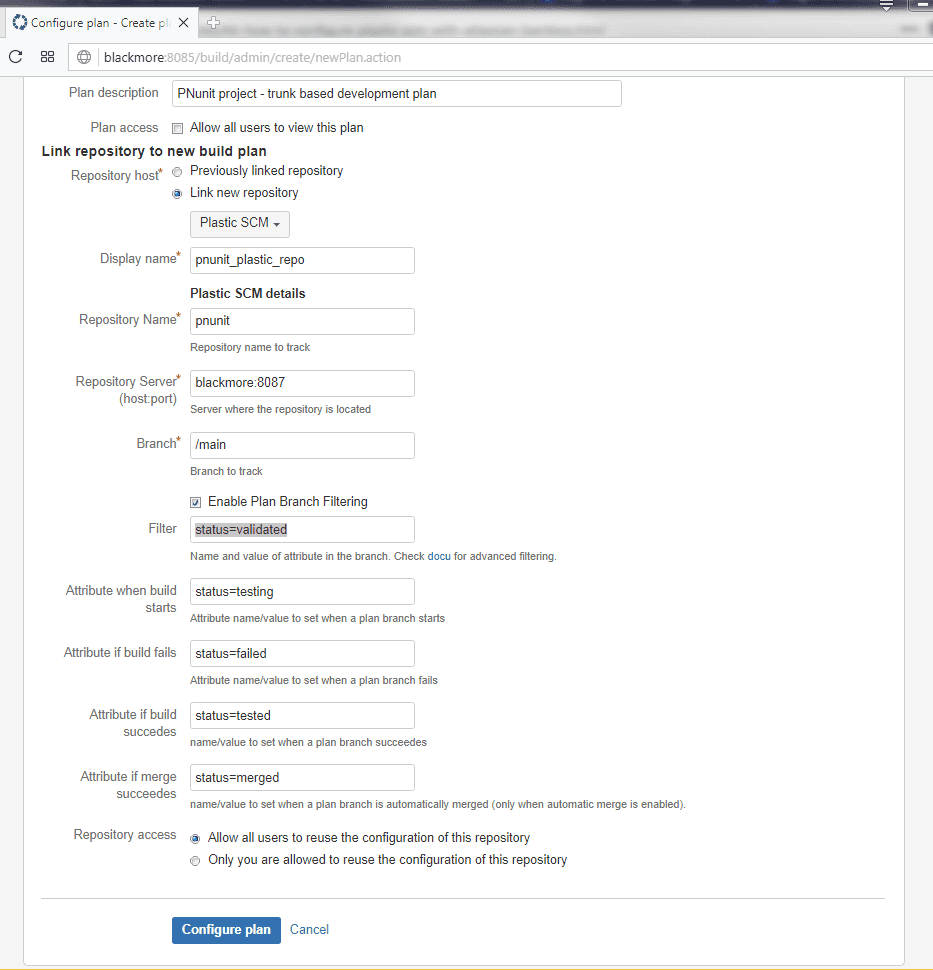 Plan branch filtering