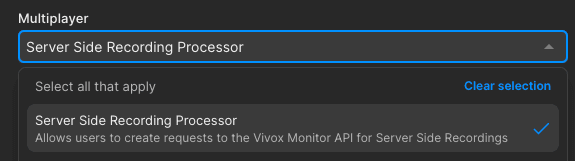 Enabling ssr permission example of choosing it from the drop down.