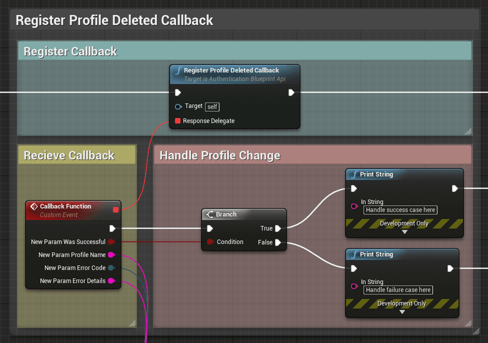 Register profile deleted callback