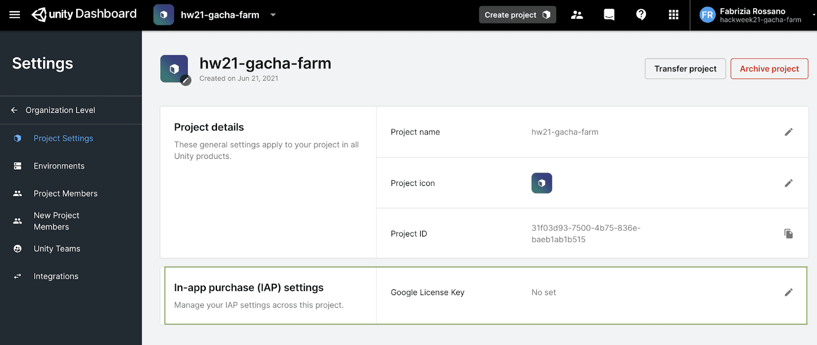 Unity Dashboard での IAP 設定