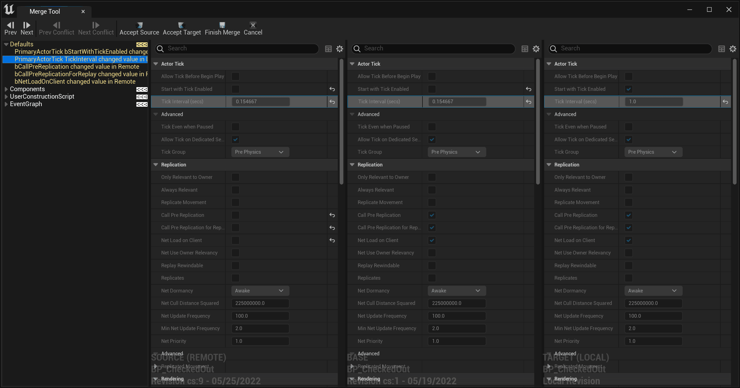 Merge of Blueprint properties