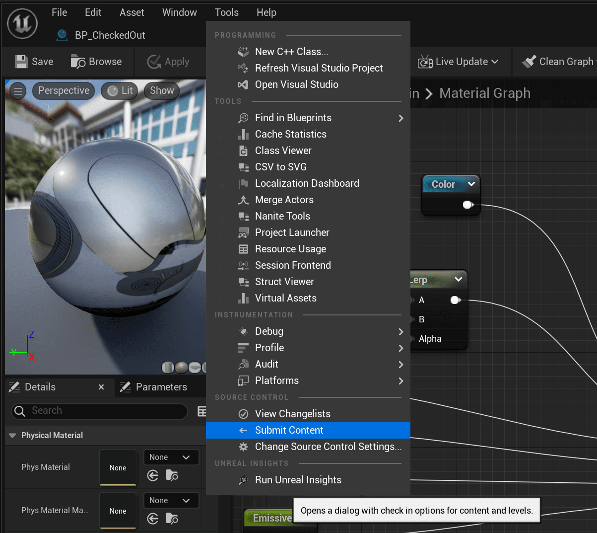 Asset Tools Menu