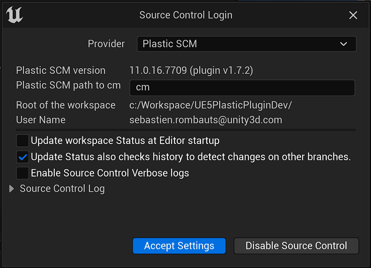 Source Control Settings