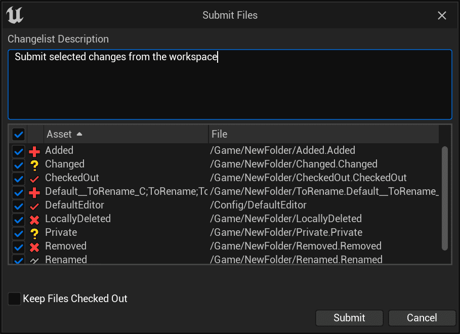 Submit Files to Source Control