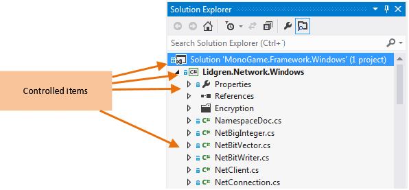 Items added to source control