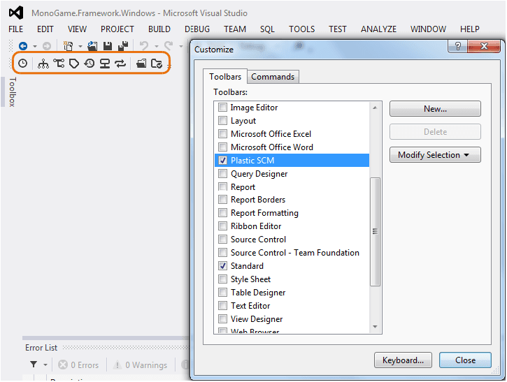 UVCS Toolbar