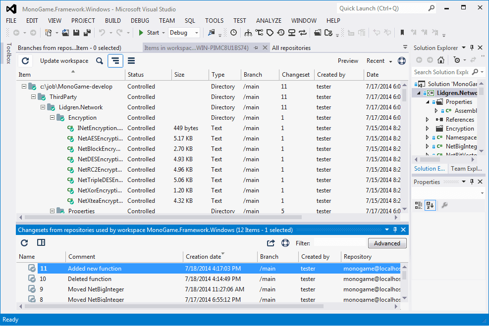 UVCS views docked inside Visual Studio