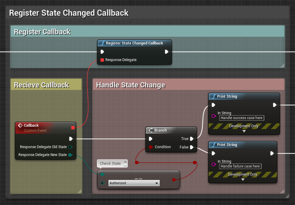 Register state changed callback