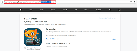 App Store product page with store ID highlighted